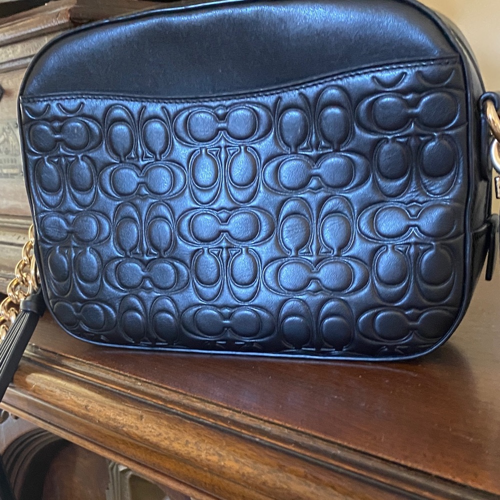 COACH Black Embossed Leather Crossbody Bag Excellent Condition